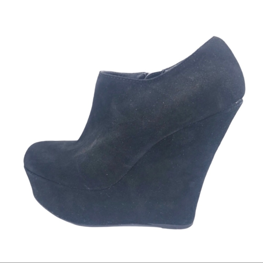 Steve Madden Black Suede Leather Wedge Size 8.5 M - Picture 3 of 16
